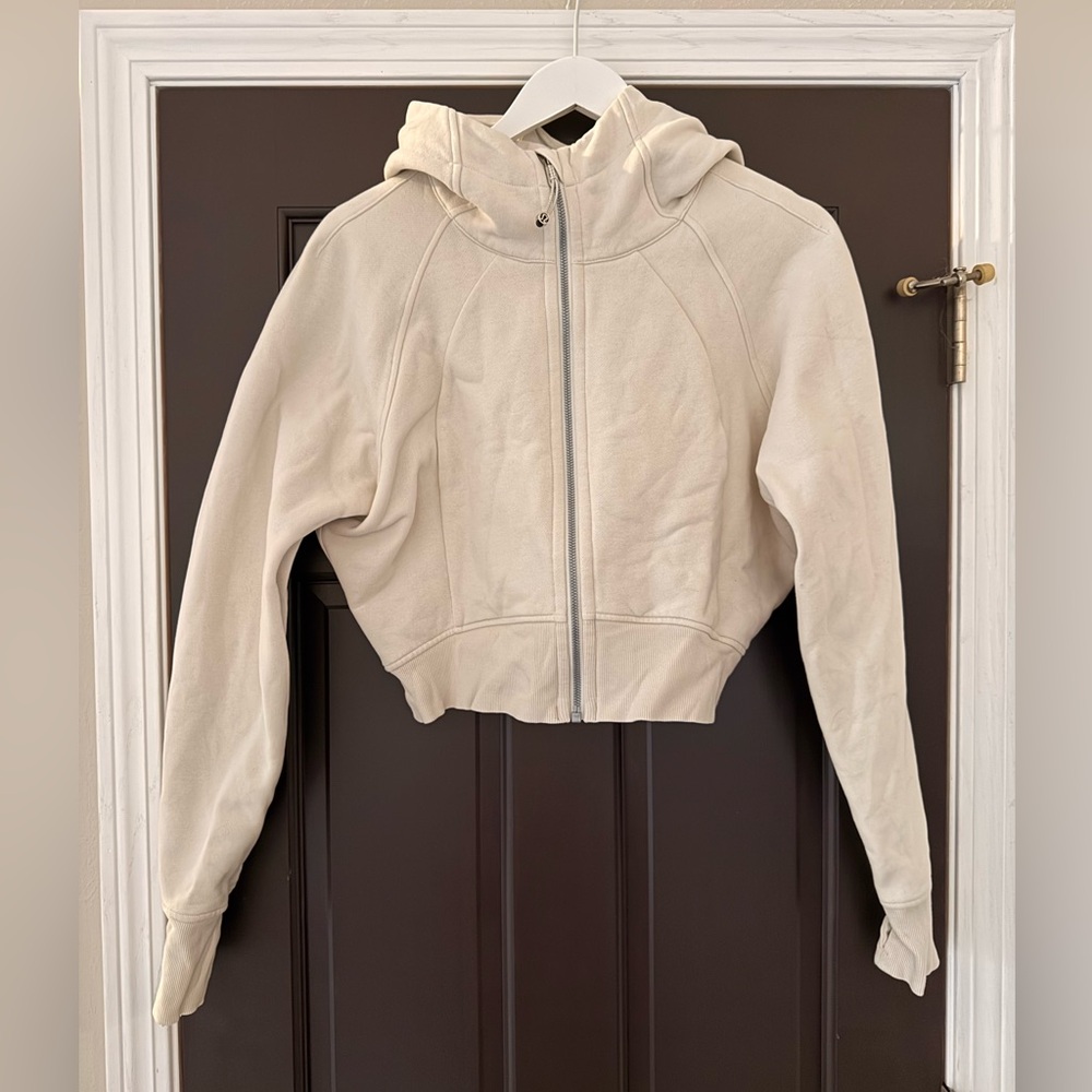 Lululemon Cropped Scuba Zip Hoodie Bone 12 Sweatshirt Full Zip
